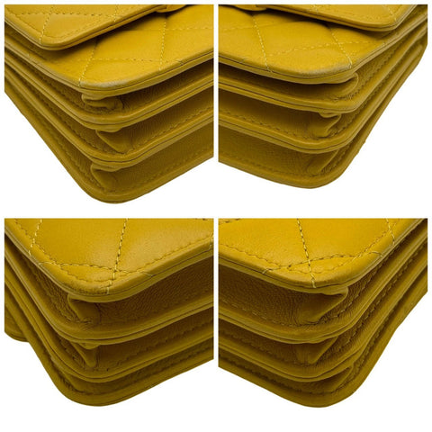 【中古】 CHANEL シャネル マトラッセ トップハンドル ミニ ショルダーバッグ イエロー ラムスキン イエロー系 ゴールド金具 ランダム番(2021年~) 中古品 (CHANEL,matelasse,tophandle,mini,shourderbag,rambskin,yellow,gold,used)