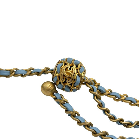 【中古】 CHANEL シャネル バケット ショルダーバッグ ライトブルー ラムスキン ブルー系 ゴールド金具 ランダム番(2021年~) ブランドバッグ ショルダーバッグ 中古品 (CHANEL,bucket,liteblue,lambskin,gold,shourderbag,used)