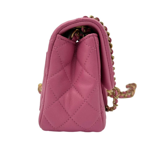 【中古】 CHANEL シャネル ミニマトラッセ チェーン ショルダーバッグ ピンク ラムスキン ピンク系 ゴールド金具 30番台(2020年) ブランドバッグ ショルダーバッグ 中古 (CHANEL,minimatelasse,pink,lambskin,gold,shourderbag,used)