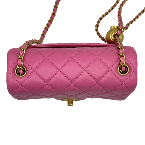 【中古】 CHANEL シャネル ミニマトラッセ チェーン ショルダーバッグ ピンク ラムスキン ピンク系 ゴールド金具 30番台(2020年) ブランドバッグ ショルダーバッグ 中古 (CHANEL,minimatelasse,pink,lambskin,gold,shourderbag,used)