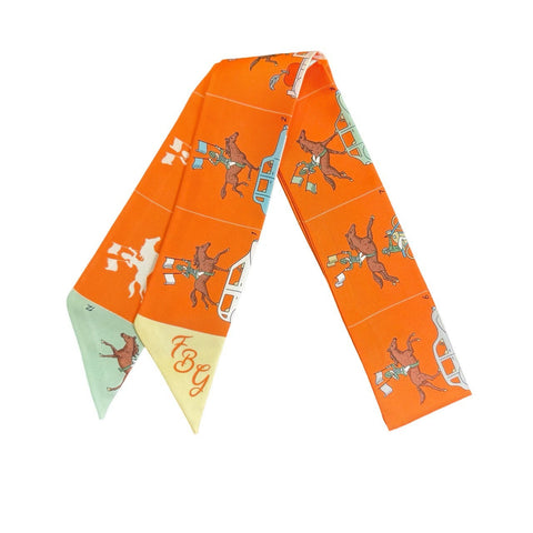 【新品未使用】Hermes エルメス TWILLY ツイリー 《エルメス・パラード》 H064150S04 シルク100% レディース プレゼント ギフト