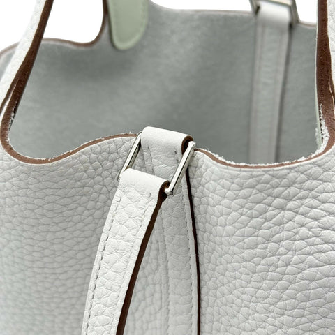 【新品未使用】 Hermès エルメス ピコタンロックPM ホワイト×ヴェールフィズ トリヨンクレマンス シルバー金具 W刻(2024年) ピコタンロックエクラ