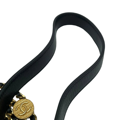 【中古】 CHANEL シャネル マトラッセ チェーンバケットバッグ チェーンショルダー キャビアスキン ブラック系 ゴールド金具 ランダム番(2021年~) ブランドバッグ 中古品 (CHANEL,MATELASSE,black,caviarskin,chain,bucketbag,used)