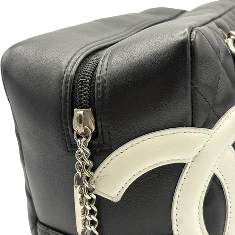 【中古】 CHANEL シャネル CAMBON LIGNE BOWLING カンボンラインボーリングバッグ ハンドバッグ 10番台(2005~2006年) ブラック カーフスキン 中古 USED バッグ