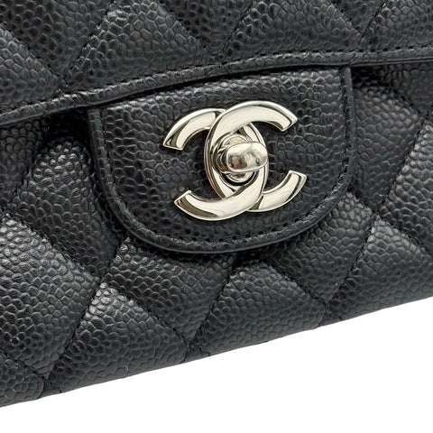 【中古】 CHANEL シャネル MATELASSE 25 BAG マトラッセ 25 ダブルフラップ ショルダーバッグ 26番台(2018年) ブラック キャビアスキン 中古 USED バッグ
