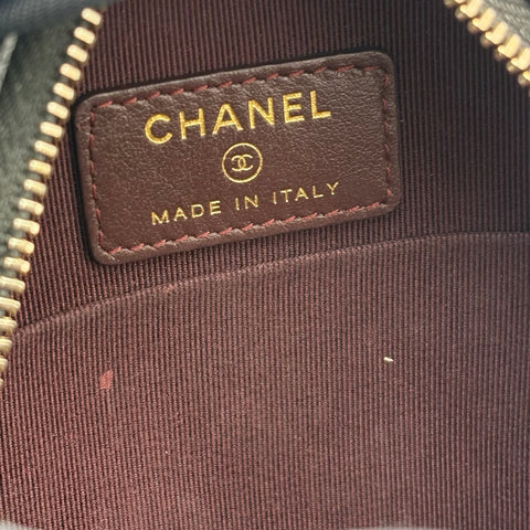 【中古】 CHANEL シャネル ラウンドチェーンショルダーバッグ ブラック キャビアスキン 28番台(2019年) ブランドバッグ ショルダーバッグ 中古品 レディース