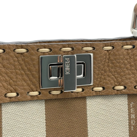 【美品】 FENDI フェンディ PEEKABOO/SELLERIA 2WAY BAG MINI ピーカブー/セレリア 2WAYバッグミニ ショルダーバッグ ベージュ系 キャンバスxレザー 中古 USED バッグ