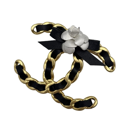 【中古】 CHANEL シャネル COCOMARK BELT BROOCH ココマークベルトブローチ ブローチ ゴールド/ブラック GP/レザー 中古 GOLD/BLACK GP/LEATHER