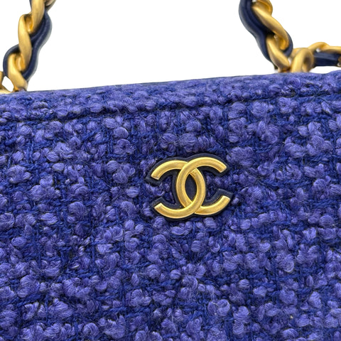 【中古】 CHANEL シャネル MINI CHAIN BAG ミニツイードチェーンバッグ チェーンショルダー ランダム番(2021年~) ブルー/パープル ツイード USED 中古 バッグ