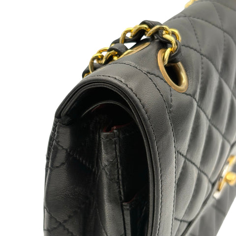 【中古】CHANEL シャネル MATELASSE DOUBLE FLAG SHOULDER BAG マトラッセダブルフラップチェーン ショルダーバッグ 2番台(1993~1994年) ヴィンテージ ブラック ラムスキン 中古 USED バッグ
