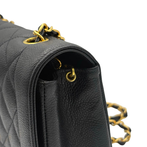 【中古】 CHANEL シャネル MATELASSE DIANA FLAP CHAIN SHOULDER BAG マトラッセダイアナフラップチェーンショルダーバッグ 3番台(1995年) ブラック キャビアスキン 中古 USED バッグ
