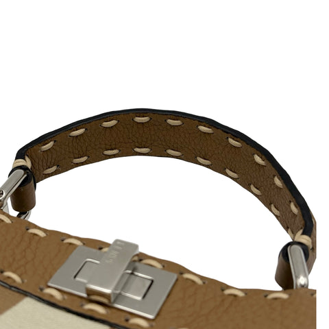 【美品】 FENDI フェンディ PEEKABOO/SELLERIA 2WAY BAG MINI ピーカブー/セレリア 2WAYバッグミニ ショルダーバッグ ベージュ系 キャンバスxレザー 中古 USED バッグ