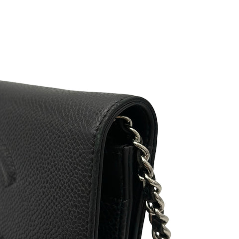【中古】 CHANEL シャネル CHAIN WALLET チェーンウォレット ショルダーバッグ 19番台(2013~2015年) ブラック キャビアスキン 中古 USED バッグ