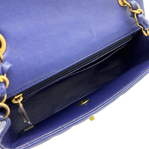 【中古】 CHANEL シャネル CHAIN BAG MINI Vステッチ チェーンショルダー 21番台(2015~2016年) ブルー系 ラムスキン 中古 USED バッグ