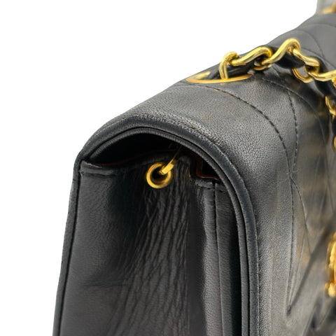 【中古】 CHANEL シャネル MATELASSE CHAIN SHOULDER BAG マトラッセチェーンショルダーバッグ ショルダーバッグ 1番台*(1990年) ブラック ラムスキン 中古 USED バッグ