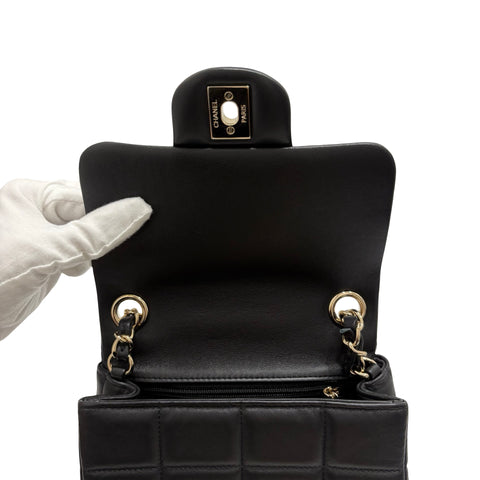 【中古】 CHANEL シャネル MINI FLAP BAG ミニフラップバック ショルダーバッグ ICチップ(2021年∼) ブラック ラムスキン 中古 USED バッグ