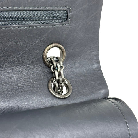 【中古】 CHANEL シャネル 2.55 MATELASSE DOUBLE FLAP 2.55 マトラッセダブルフラップビジューチェーンショルダーバッグ ショルダーバッグ 15番台(2012年) グレー系 カーフスキン 中古 USED バッグ
