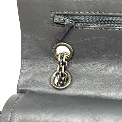 【中古】 CHANEL シャネル 2.55 MATELASSE DOUBLE FLAP 2.55 マトラッセダブルフラップビジューチェーンショルダーバッグ ショルダーバッグ 15番台(2012年) グレー系 カーフスキン 中古 USED バッグ