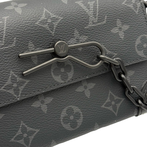 【美品】 LOUIS VUITTON ルイ・ヴィトン STEAMER WEARABLE WALLET スティーマー・ウェアラブル ウォレット ショルダーバッグ ICチップ(2021年~) ブラック モノグラム・エクリプス キャンバス 美品 USED バッグ