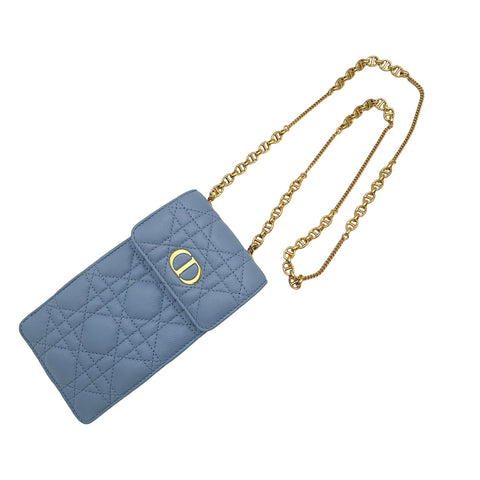 【中古】 Christian Dior クリスチャン ディオール PHONE SHOULDER フォンショルダー ショルダーバッグ ブルー系 ラムスキン 中古 USED バッグ