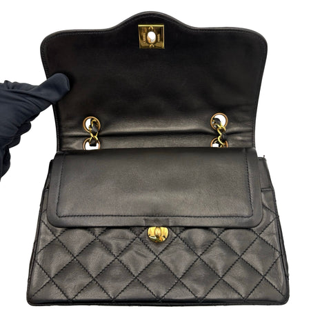 【中古】CHANEL シャネル MATELASSE DOUBLE FLAG SHOULDER BAG マトラッセダブルフラップチェーン ショルダーバッグ 2番台(1993~1994年) ヴィンテージ ブラック ラムスキン 中古 USED バッグ