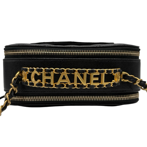 【中古】 CHANEL シャネル LOGO HANDBAG ロゴハンドバッグ ハンドバッグ ICチップ(2021年~) ブラック キャビアスキン 中古 USED バッグ