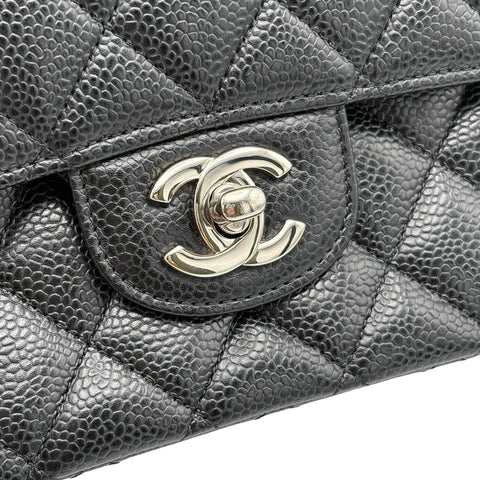 【中古】 CHANEL シャネル MATELASSE マトラッセ ダブルフラップ チェーンショルダー 18番台(2014年) ブラック キャビアスキン 中古 USED バッグ