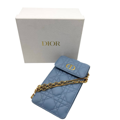 【中古】 Christian Dior クリスチャン ディオール PHONE SHOULDER フォンショルダー ショルダーバッグ ブルー系 ラムスキン 中古 USED バッグ