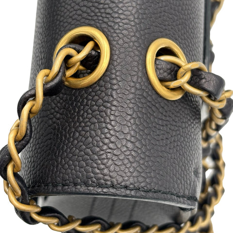 【中古】 CHANEL シャネル DOUBLE FLAP CHAIN SHOULDER BAG ダブルフラップチェーンショルダーバッグ ショルダーバッグ 23番台(2016年) ブラック キャビアスキン 中古 USED バッグ