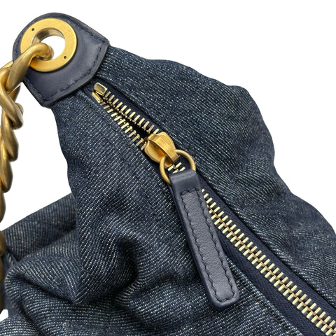 【美品】CHANEL シャネル HOBO BAG ホーボバッグ ショルダーバッグ ICチップ(2025年) ネイビー系 デニム 中古 USED バッグ 2025年新作