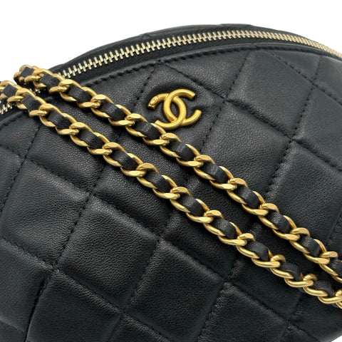 【中古】CHANEL シャネル Belt 2way Bag ウエストバッグ ボディバッグ ランダム番(2021年~) ブラック ラムスキン 中古 USED バッグ
