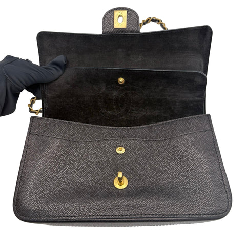 【中古】 CHANEL シャネル DOUBLE FLAP CHAIN SHOULDER BAG ダブルフラップチェーンショルダーバッグ ショルダーバッグ 23番台(2016年) ブラック キャビアスキン 中古 USED バッグ