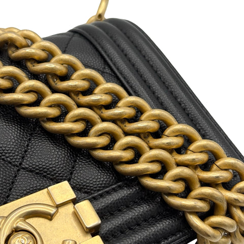 【中古】CHANEL シャネル BOY CHANEL SHOULDER BAG ボーイシャネル ショルダーバッグ ランダム番(2021年~) BLACK CAVIAR SKIN 中古 USED バッグ