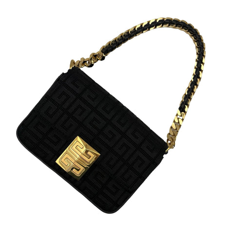 【美品】 GIVENCHY ジバンシィ SHOULDER BAG ショルダーバッグ ショルダーバッグ ブラック キャンバス カフースキン 中古 USED バッグ