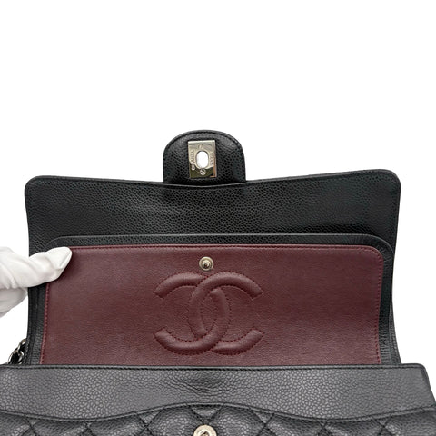 【中古】 CHANEL シャネル MATELASSE マトラッセ ダブルフラップ チェーンショルダー 18番台(2014年) ブラック キャビアスキン 中古 USED バッグ