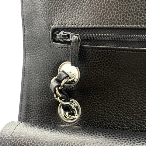 【中古】 CHANEL シャネル MATELASSE マトラッセ ダブルフラップ チェーンショルダー 18番台(2014年) ブラック キャビアスキン 中古 USED バッグ