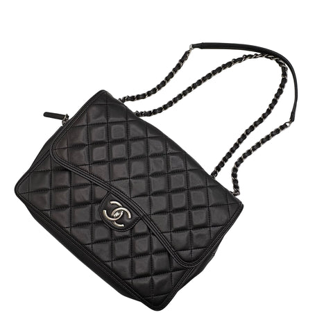 【中古】 CHANEL シャネル CCFLAPSHOULDERBAG CCフラップショルダーバッグ ショルダーバッグ 18番台(2013-2014年) ブラック ラムスキン 中古 USED バッグ