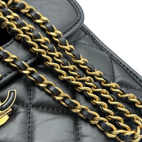 【中古】 CHANEL シャネル MINI FLAP BAG ミニフラップバッグ ショルダーバッグ ランダム番(2021年~) ブラック カーフスキン 中古 USED バッグ