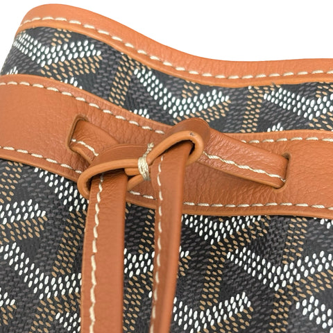 【中古】 GOYARD ゴヤール PETIT FLOT BAF プティ・フロ バケットバッグ ショルダーバッグ ブラック/ブラウン キャンバス カーフスキン 中古 USED バッグ