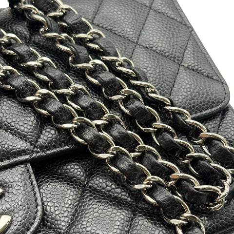 【中古】 CHANEL シャネル MATELASSE マトラッセ ダブルフラップ チェーンショルダー 18番台(2014年) ブラック キャビアスキン 中古 USED バッグ