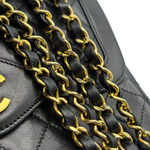 【中古】CHANEL シャネル MATELASSE DOUBLE FLAG SHOULDER BAG マトラッセダブルフラップチェーン ショルダーバッグ 2番台(1993~1994年) ヴィンテージ ブラック ラムスキン 中古 USED バッグ