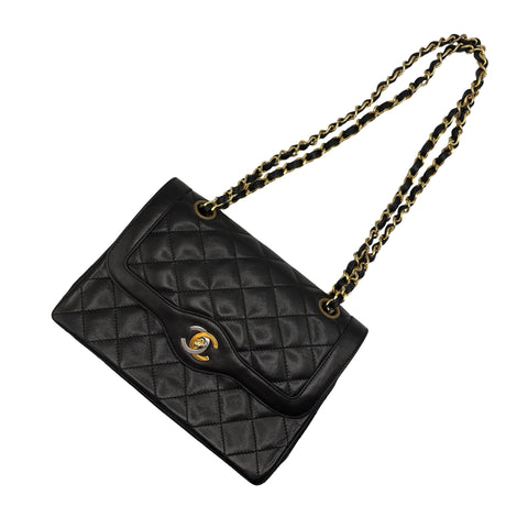 【中古】CHANEL シャネル MATELASSE DOUBLE FLAG SHOULDER BAG マトラッセダブルフラップチェーン ショルダーバッグ 2番台(1993~1994年) ヴィンテージ ブラック ラムスキン 中古 USED バッグ