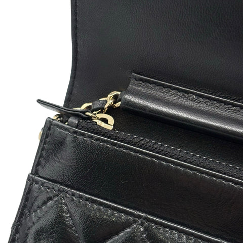 【中古】 CHANEL シャネル PEARL CHARMS WALLET ON CHAIN BAG パールチャームチェーンウォレット チェーンウォレット 27番台(2018~2019年) ブラック カーフスキン 中古 USED バッグ