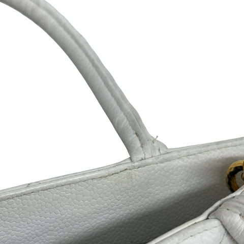 【中古】 CHANEL シャネル 復刻TOTE BAG 復刻トートバッグ トートバッグ 5番台(1994年) ホワイト キャビアスキン 中古 USED バッグ