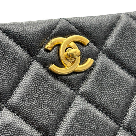 【中古】 CHANEL シャネル CHAINTOTEBAG チェーントートバッグ トートバッグ 31番台(2021年) ブラック キャビアスキン 中古 USED バッグ