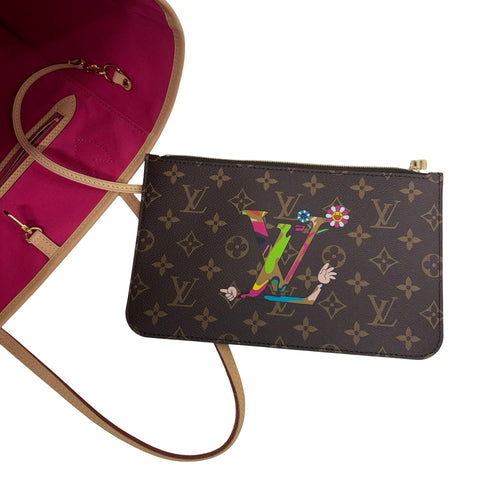 【美品】 LV×TM ルイヴィトン×村上隆 NEVERFULLMM(M13271) ネヴァーフルMM トートバッグ ICチップ(2021年~) モノグラム キャンバス 中古 USED バッグ