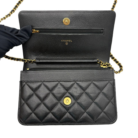 【中古】 CHANEL シャネル CHAINWALLET チェーンウォレット チェーンウォレット ランダム番(2021年~) ブラック キャビアスキン 中古 USED バッグ