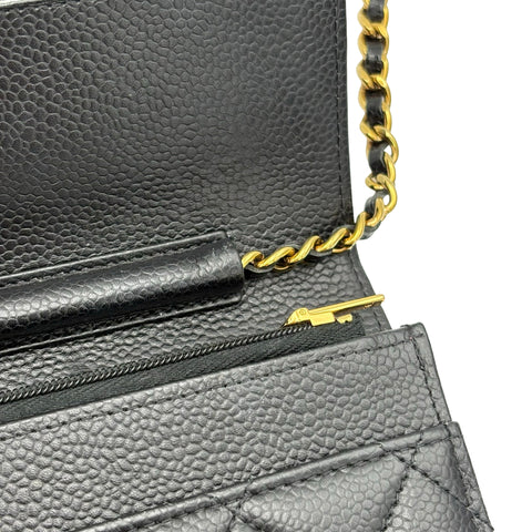 【中古】 CHANEL シャネル CHAINWALLET チェーンウォレット チェーンウォレット ランダム番(2021年~) ブラック キャビアスキン 中古 USED バッグ