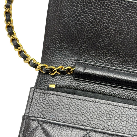 【中古】 CHANEL シャネル CHAINWALLET チェーンウォレット チェーンウォレット ランダム番(2021年~) ブラック キャビアスキン 中古 USED バッグ