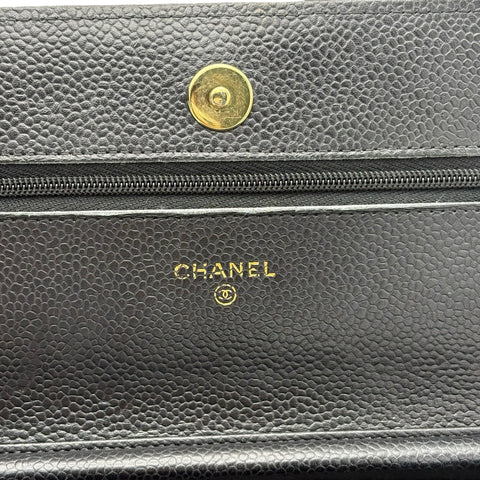 【中古】 CHANEL シャネル CHAINWALLET チェーンウォレット チェーンウォレット ランダム番(2021年~) ブラック キャビアスキン 中古 USED バッグ